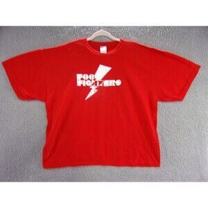 Foo Fighters Shirt Mens 2XL Red Rock Band Dave Grohl Lightning Bolt 2007